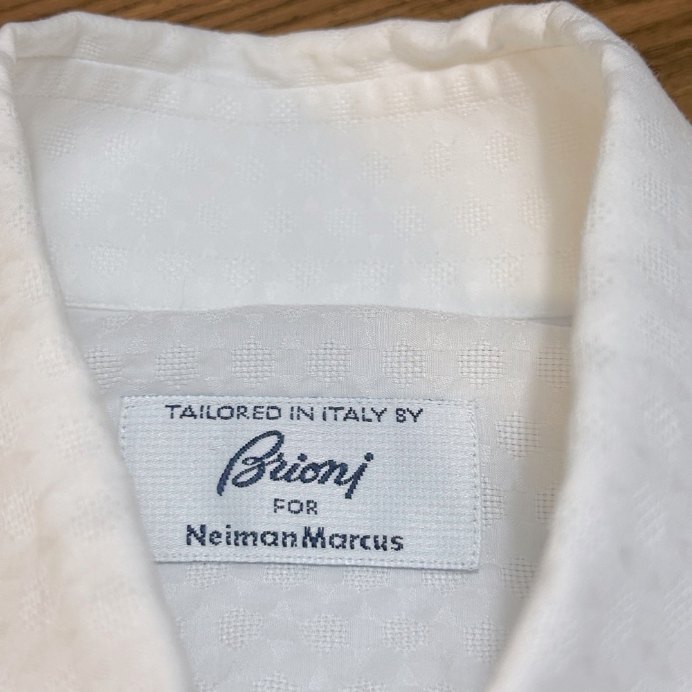 BRIONI for Neiman Marcus 100% cotton button down white dress shirt size large